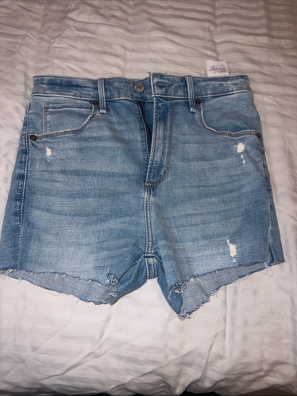 Abercrombie & Fitch Light Blue Distressed Jean Shorts